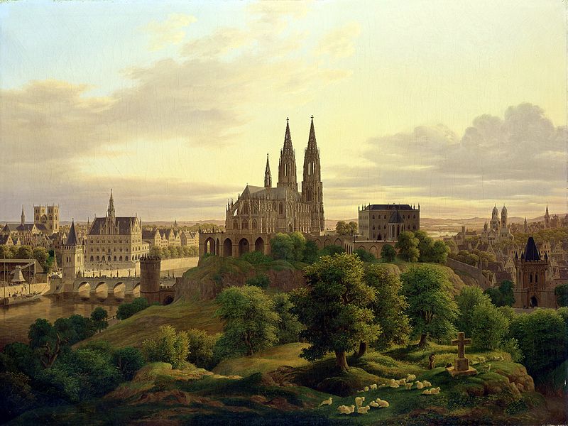 Carl Georg Hasenpflug. Mittelalterliche Stadt. 1830. Öl / Leinwand. 91 x 122cm