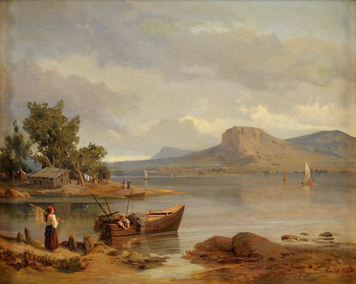 Louis Gurlitt. Sommertag am See. 1867. Öl / Leinwand. 33 x 41cm