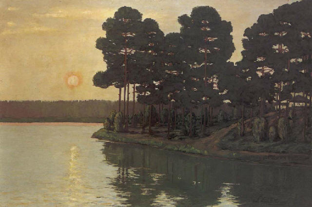 Walter Leistikow. Märkischer See bei Sonnenuntergang. 1895. Öl / Leinwand