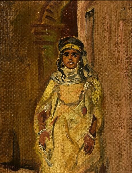 Wilhelm Karl Gentz. Mädchen aus Algier. vor 1890. Öl / Malkarton. 22 x 13cm