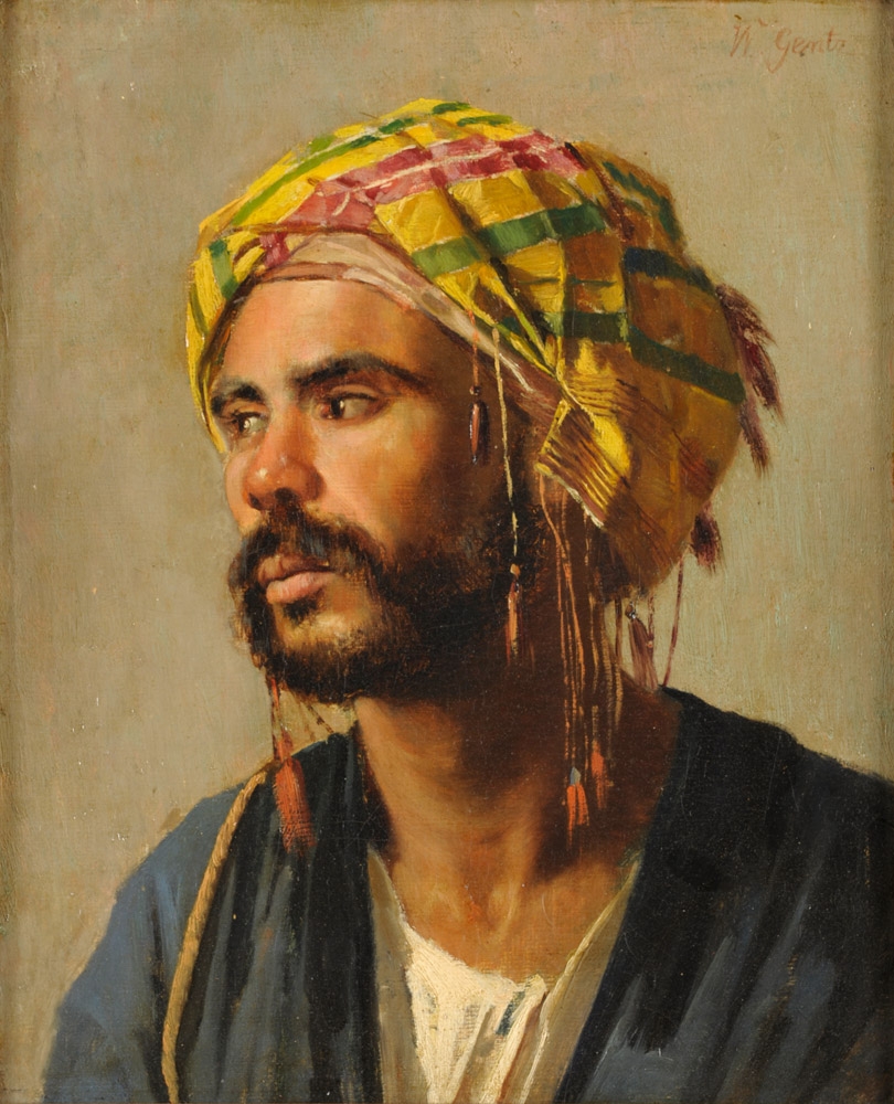 Wilhelm Karl Gentz. Portrait eines orientalischen Mannes. vor 1890. Öl / Leinwand / Malkarton. 40 x 32cm