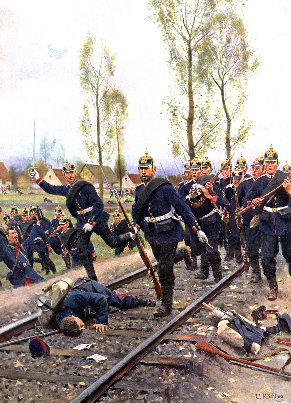 Carl Röchling. Die 7. Kompagnie des Kaiser-Alexander-Garde-Grenadier-Regiments Nr. 1 am 30. Oktober 1870 bei Le Bourget. um 1908.