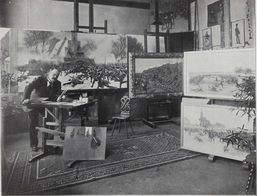 Hermann Boll. Carl Röchling in seinem Berliner Atelier. um 1900. Zeitschrift "Berliner Leben", Heft 03