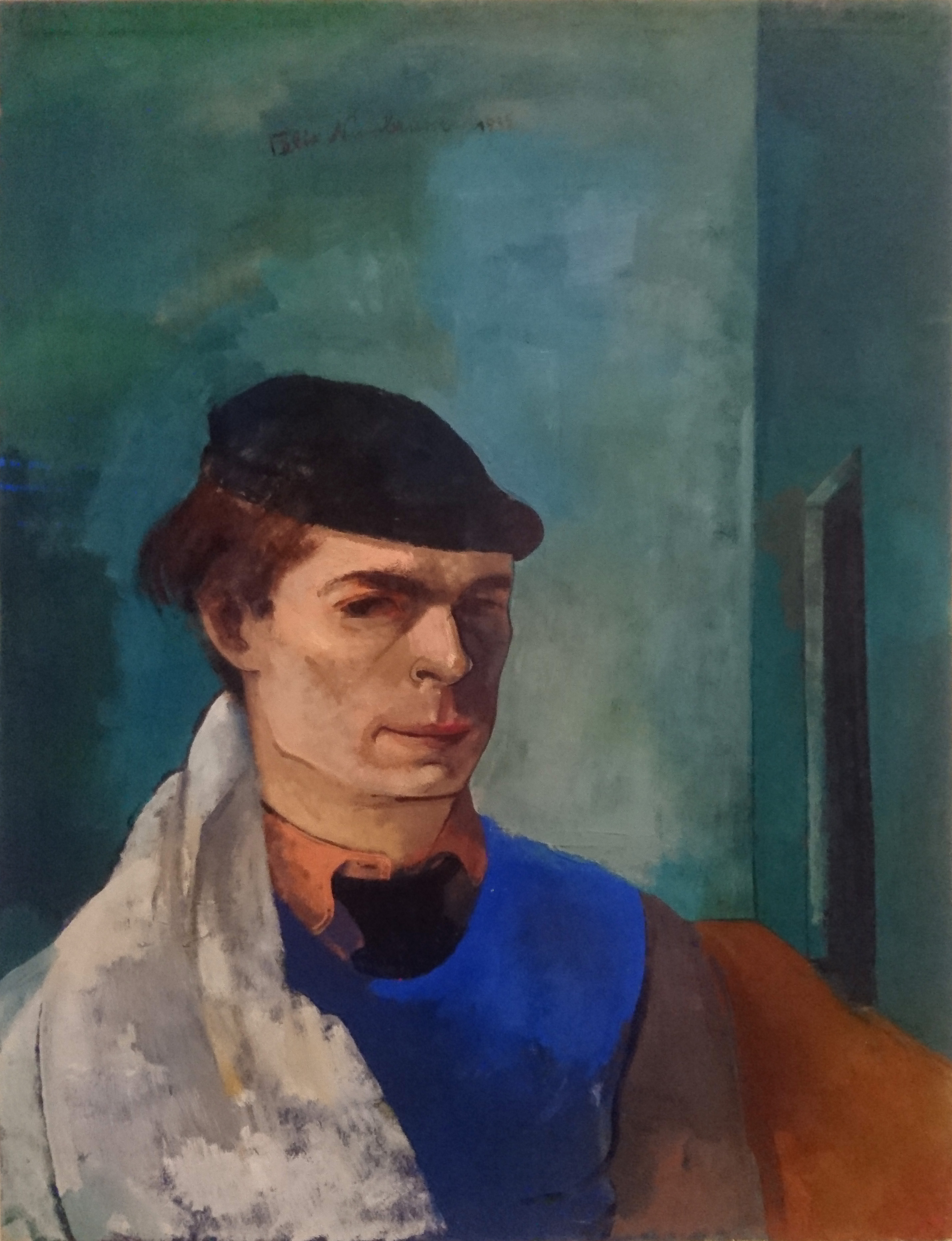 Felix Nussbaum. Selbstportrait in Malerkleidung. 1935. Gouache