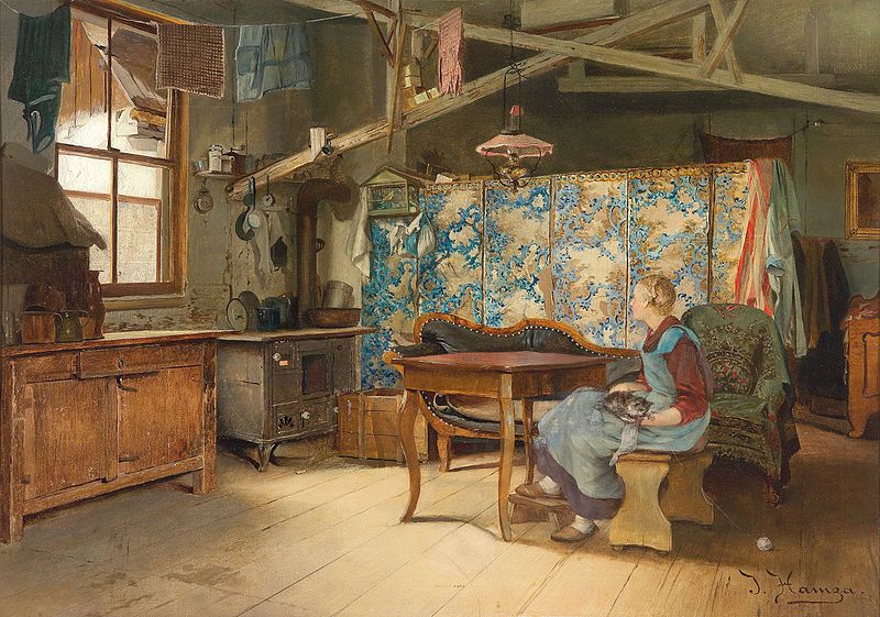 Johann Hamza. Bauninterieur Zürich 1899. 1899. Öl / Holz. 41 x 56,5cm