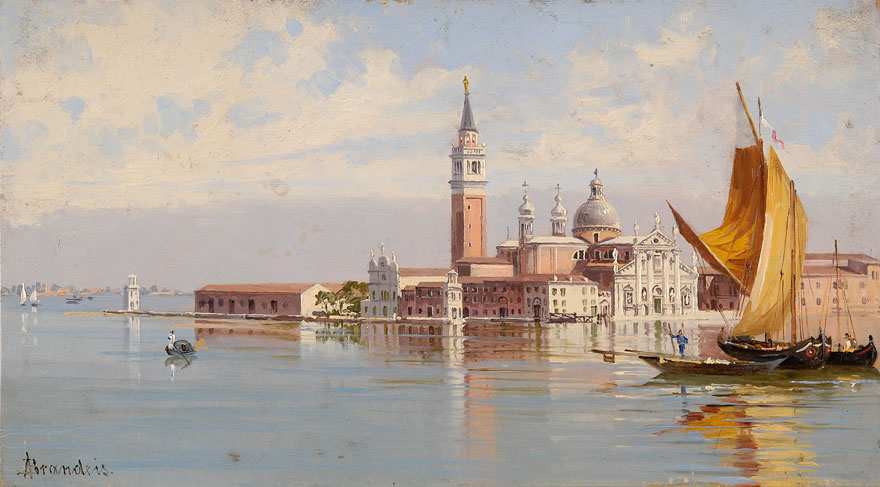 Antonietta Brandeis. Isola di San Giorgio in Venedig. vor 1926. Öl / Holz. 13,5 x 24cm