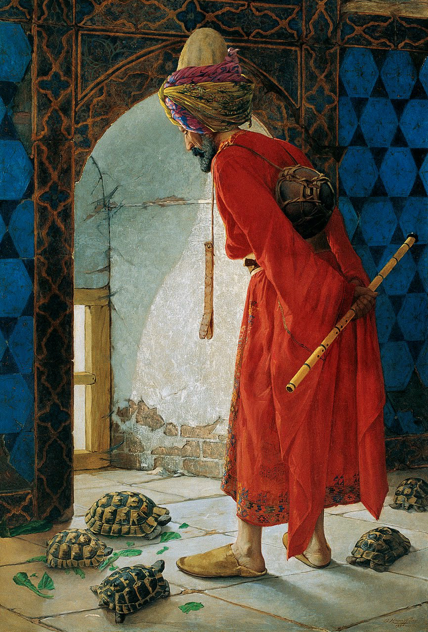 Osman Hamdi Bey. Der Schildkrötenerzieher. 1906. Öl / Leinwand. 221 x 120cm