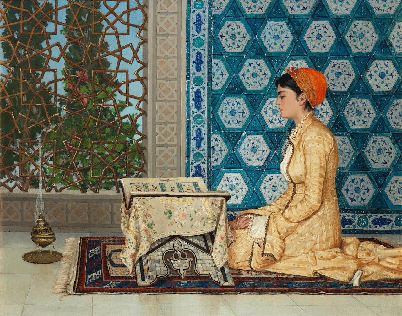 Osman Hamdi Bey. Lesende junge Frau. 1880. Öl / Leinwand. 41 x 51cm