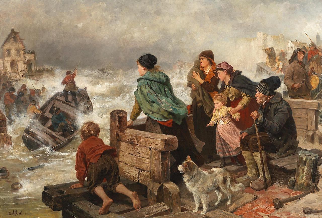 Rudolf Jordan. Sturm an der Küste. 1886. Öl / Leinwand. 107 x 156cm