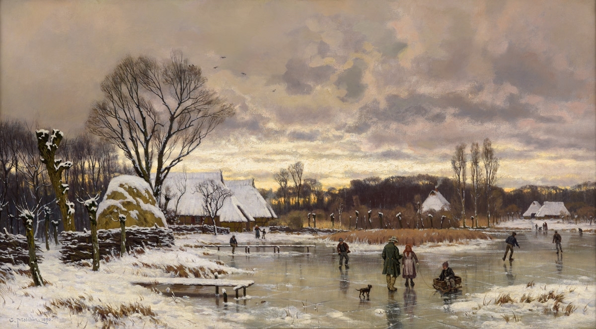 Carl Malchin. Seenlandschaft im Winter. 1896. Öl / Leinwand. 55 x 100cm