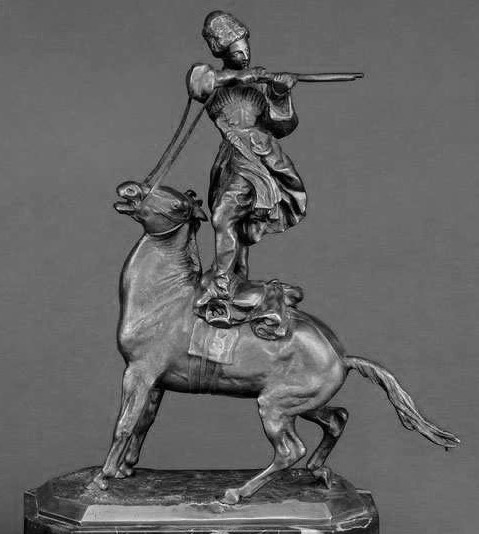 Evgeni A. Lanceray. Kosake zu Pferd. Bronze. H: 29cm