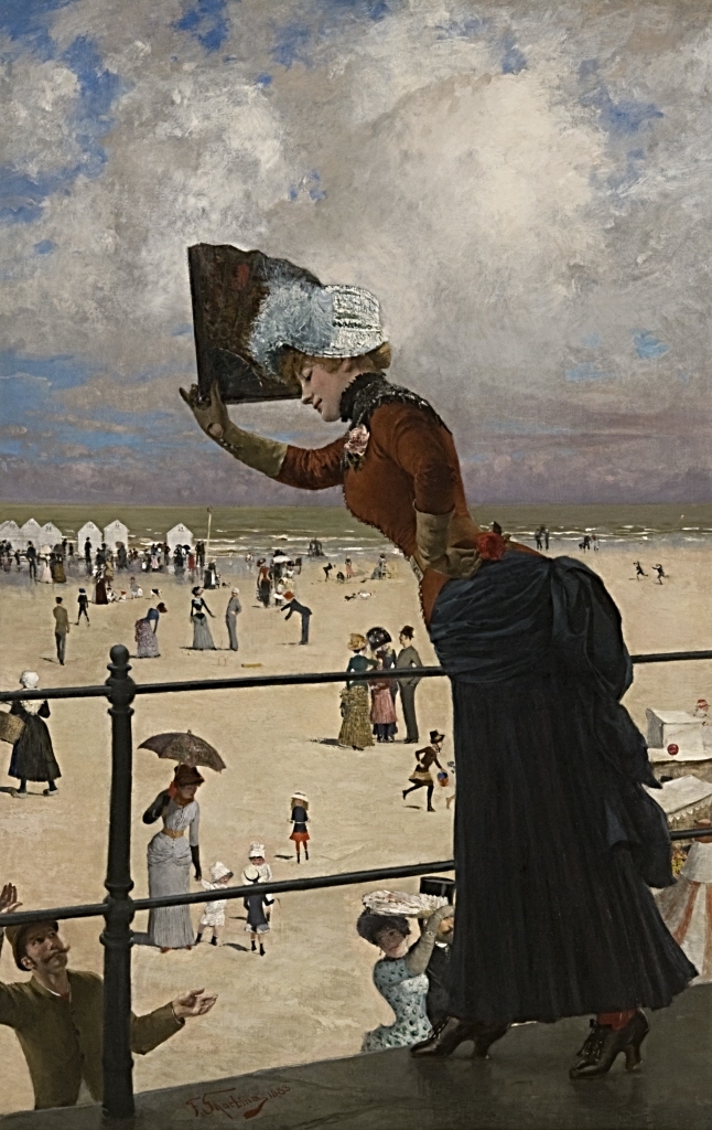 Franz Skarbina. Dame auf der Wandelbahn eines Seebades. 1883.Öl / Leinwand. 136 x 83,5cm