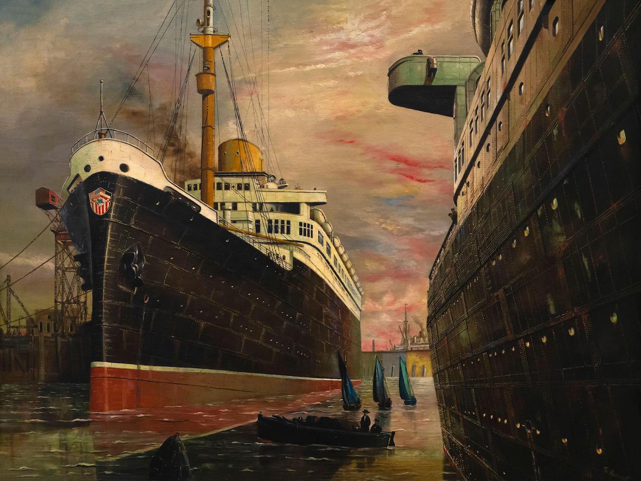 Franz Radziwill. Der Hafen II. 1930. Öl / Leinwand. 76 x 99,5cm
