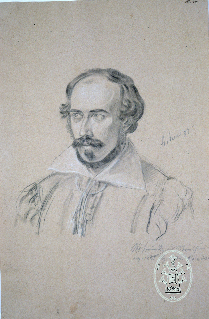 Louis Asher. Portrait Wilhem Brücke. 1834. Zeichnung