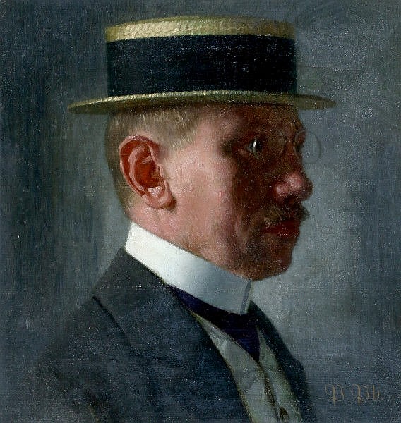 Peter Philippi. Portrait eines jungen Mannes mit Brille. um 1910. Öl / Leinwand.