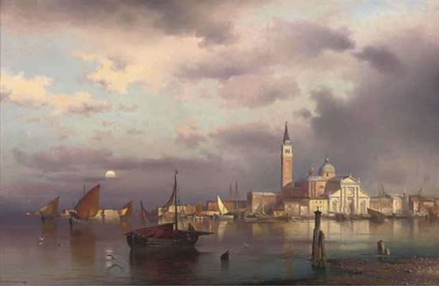 Sophus Jacobsen. San Giorgio Maggiore in Venedig. 1865. Öl / Leinwand. 80 x 121cm