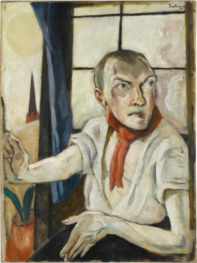 Max Beckmann. Selbstbildnis mit rotem Schal. 1917. Öl / Leinwand. 80 x 60cm