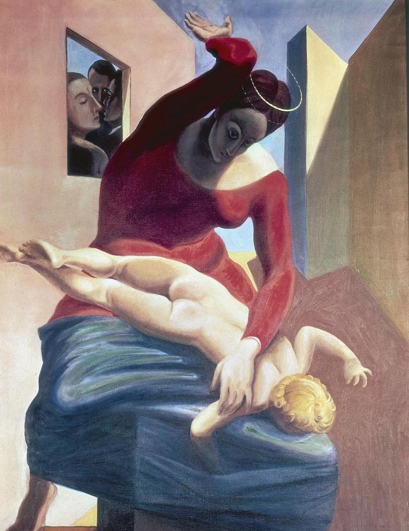 Max Ernst. Die Jungfrau, die das Christuskind versohlt. 1926. Öl / Leinwand.