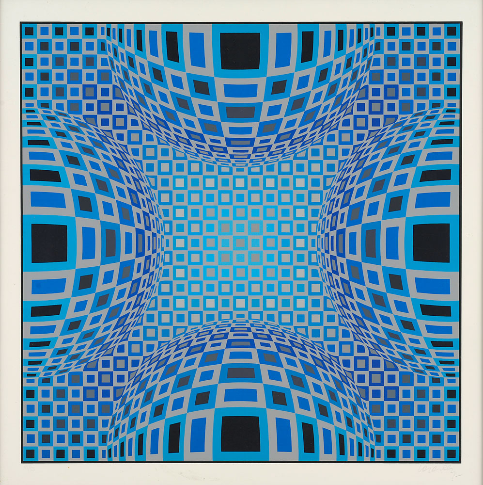 Victor Vasarely. Ohne Titel. Farblithographie. 76 x 76cm