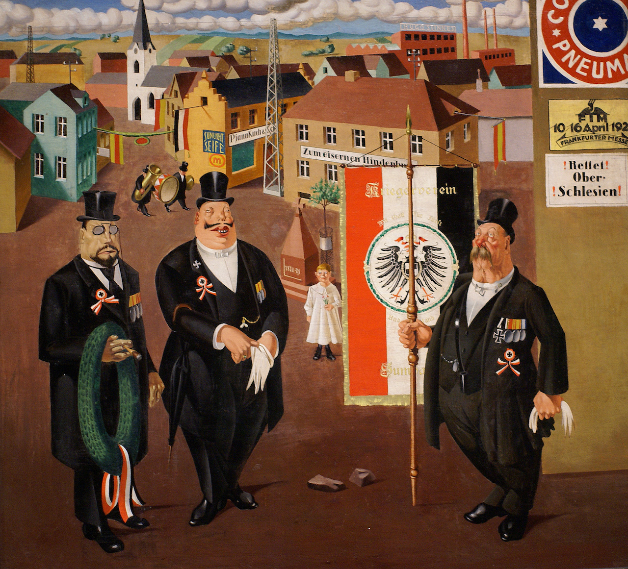 Georg Scholz. Kriegerverein. 1922. Öl / Leinwand. 69 x 75cm