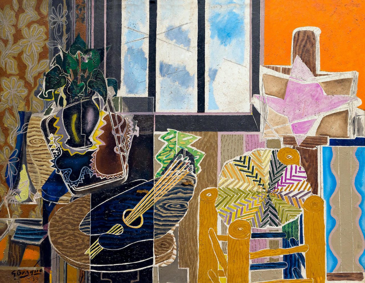 Georges Braque. Das Studio ( Vase vor dem Fenster ). 1939. Öl / Sand / Leinwand. 