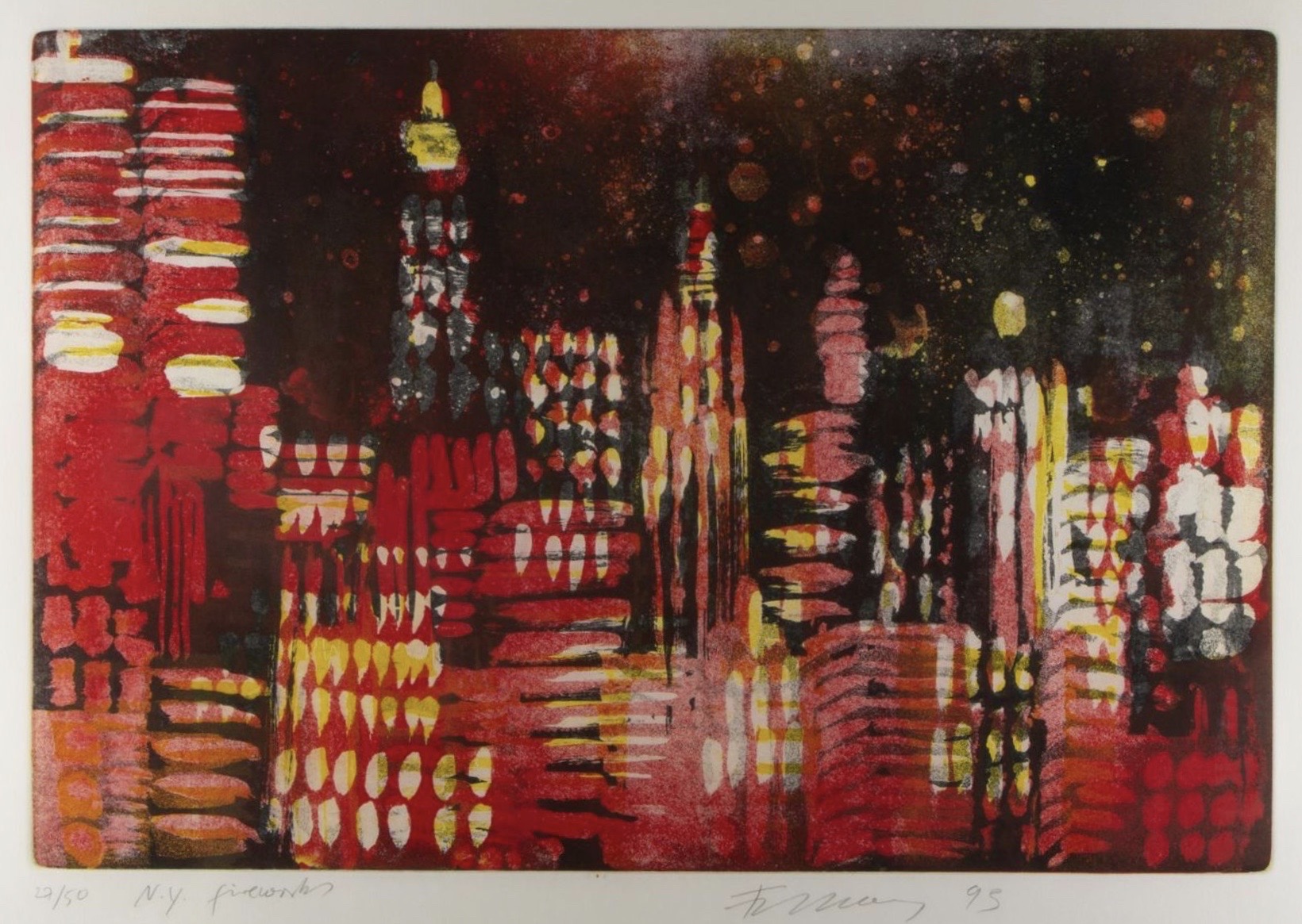 Rainer Fitting. New York Fireworks. 1993. Aquatintaradierung. 60 x 89cm