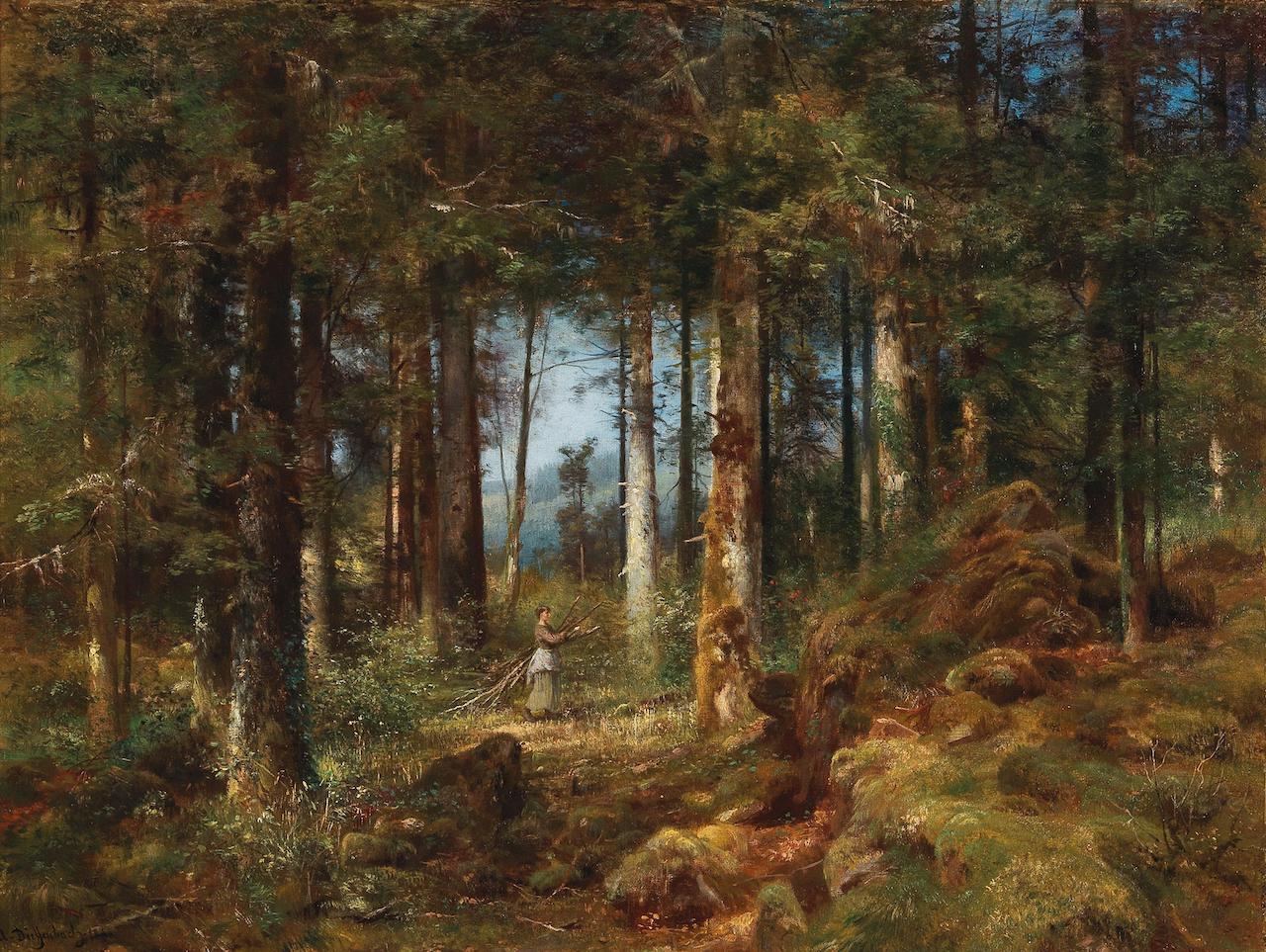 Anton Dieffenbach. Tannenwald. 1888. Öl / Leinwand. 49 x 65cm
