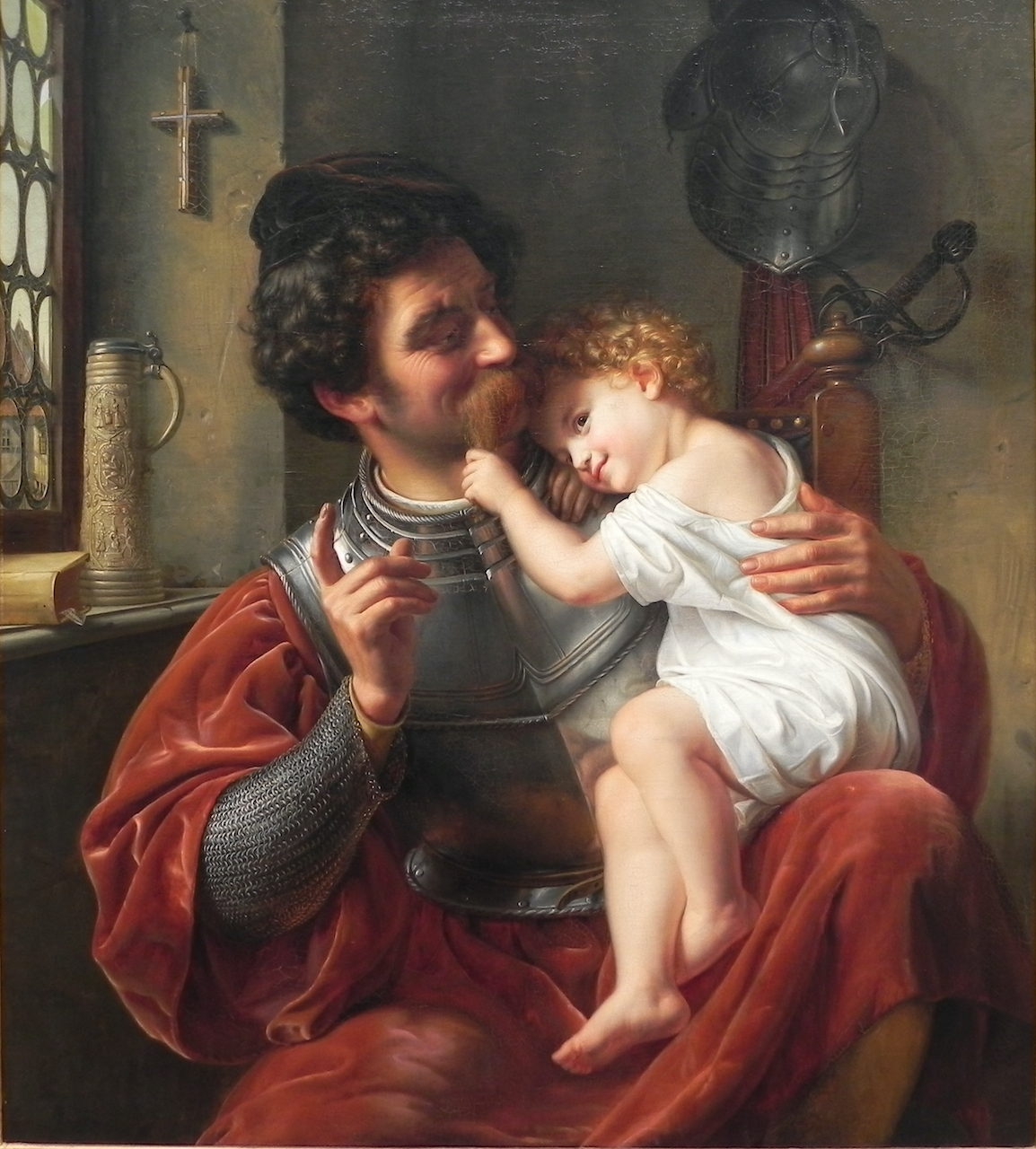 Theodor Hildebrandt. Der Krieger und sein Kind. 1832. Öl / Leinwand. 105 x 93cm