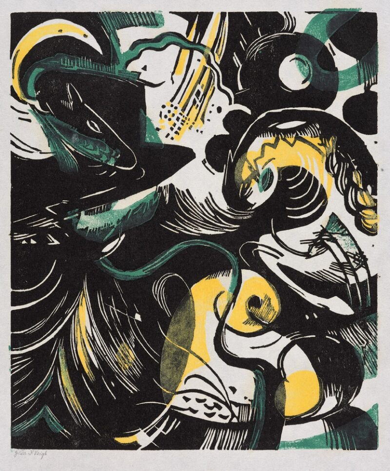 Franz Marc. Schöpfungsgeschichte II. 1914. Farbholzschnitt. 33 x 30cm