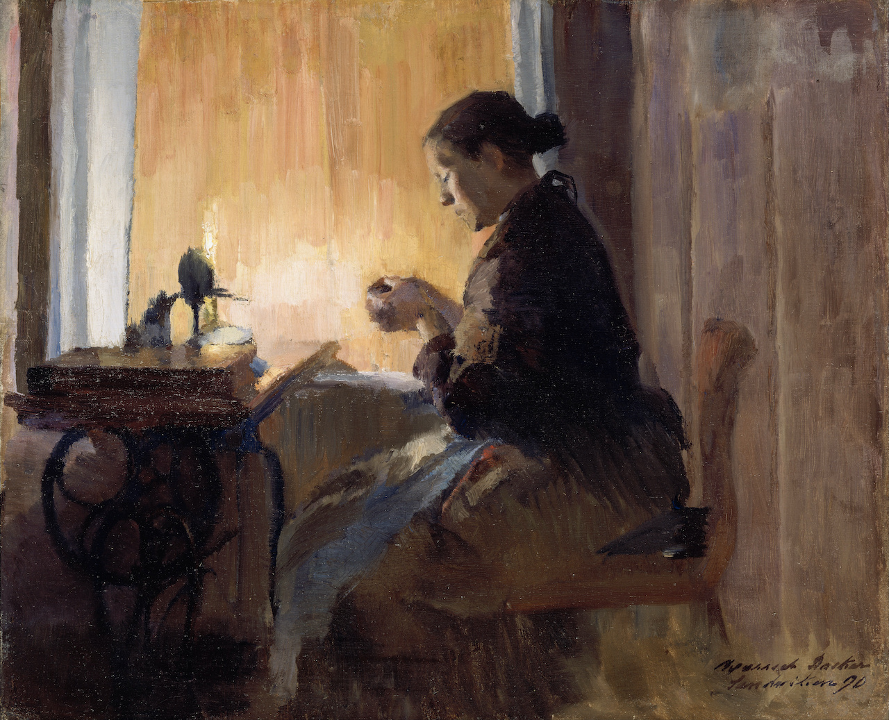 Harriet Backer. Bei Licht. 1890. Öl / Leinwand. 44 x 36cm