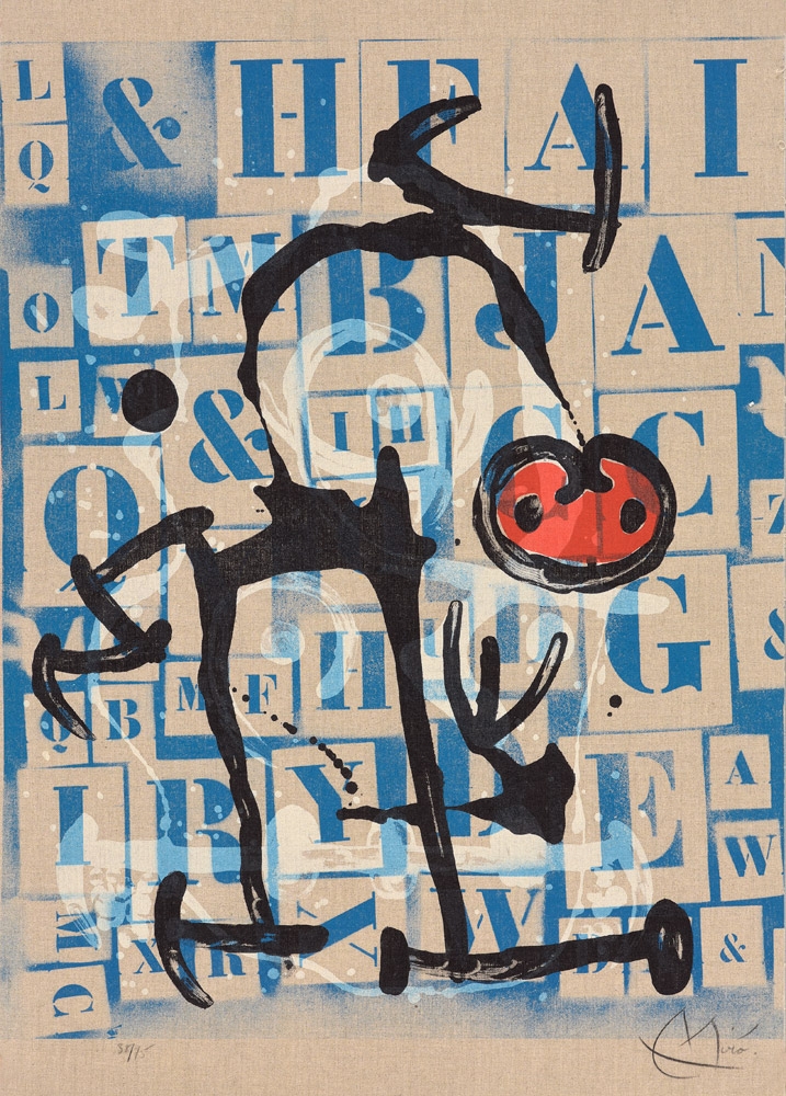 Joan Miró. La Lettrée rouge. 1969. Lithografie auf Leinwand/Karton. 85 x 60,5cm