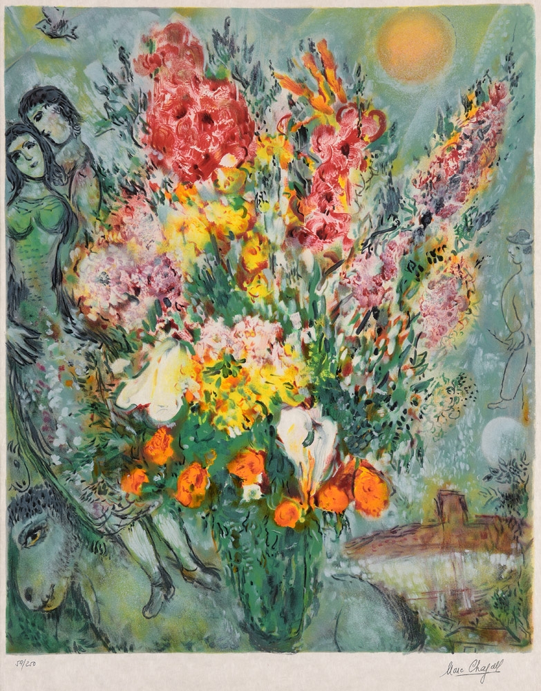 Marc Chagall. Blumenstrauss. Farblithografie. 88 x 63cm