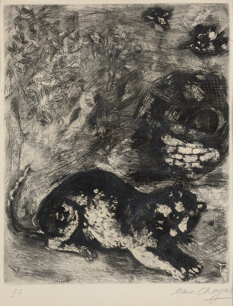 Marc Chagall. Katze. Radierung. 33 x 24,5cm