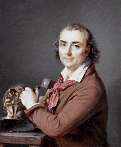 Marie-Gabrielle Capet. Jean-Antoine Houston arbeitet an einer Büste von Voltaire. 1800. 17 x 13cm