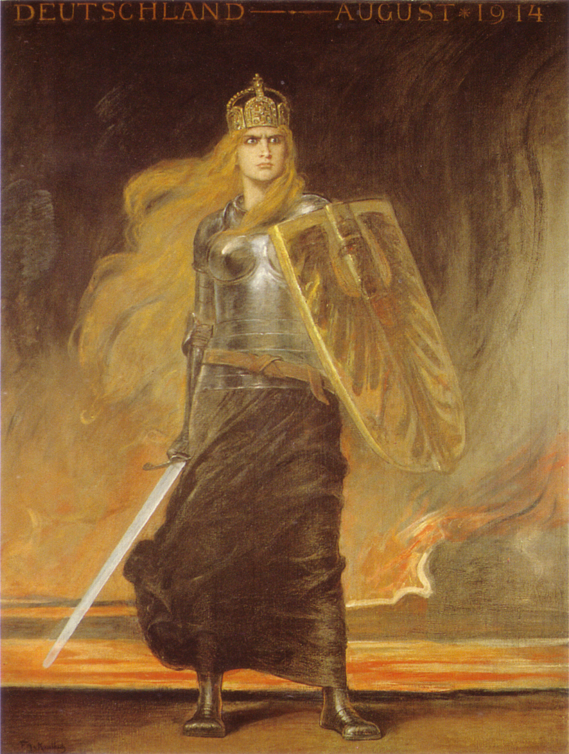 August von Kaulbach. Germania. 1914. Öl / Leinwand. 192 x 149cm