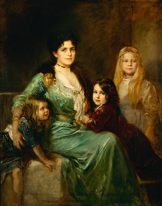 Friedrich August von Kaulbach. Porträt der Familie des Künstlers. 1907. Öl / Leinwand,