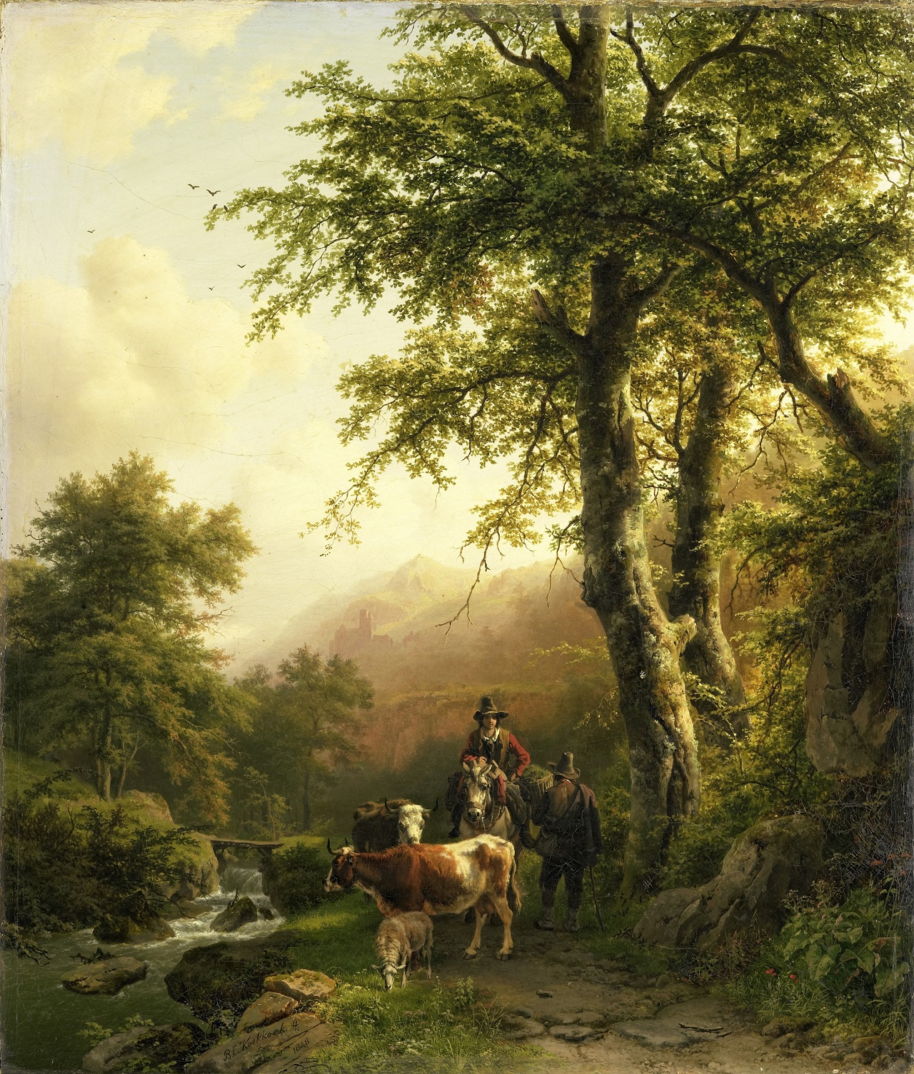 Barend Cornelis Koekkoek. Italienische Landschaft. 1848. ÖL / Leinwand. 63 x 53cm