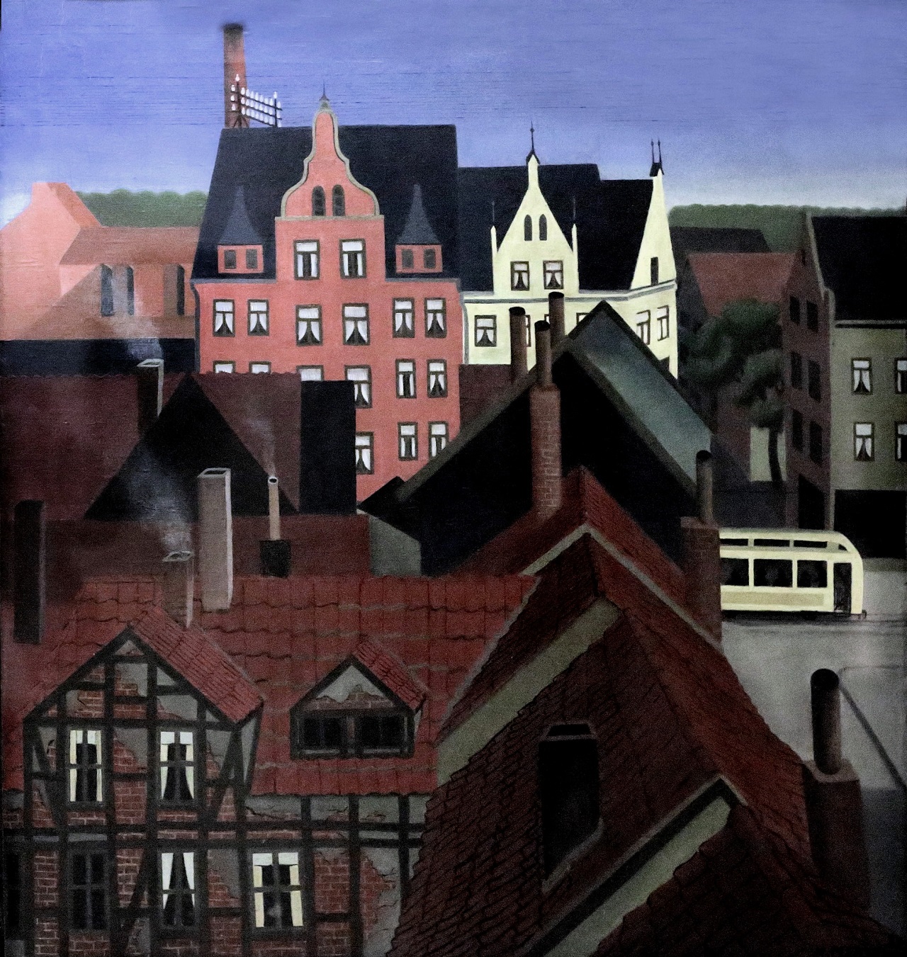 Hans Mertens. Blick auf die Limmerstraße in Linden. 1927. Öl / Leinwand.67 x 62cm
