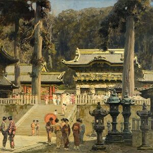 Erich Kips. Tempel zu Nikko in Japan. 1900-1920. Öl / Leinwand. 80 x 110cm