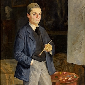 Johann Kluska. Selbstporträt im Atelier. 1930. Öl / Leinwand. 180 x 100cm