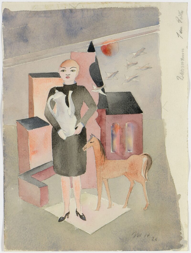 Marta Hegemann. Frau Kaffeekanne und Pony. 1926. Aquarell. 32 x 24cm