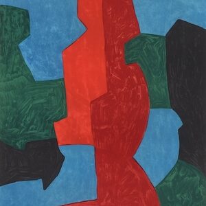 Serge Poliakoff. Composition bleue, rouge et verte. Lithographie nach einer Gouache von 1969 von Charles Sorlier. 91 x 68 cm