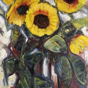 Maria von Heider-Schweinitz. Sonnenblumen. 1928. Öl / Leinwand. 105 x 75,5cm