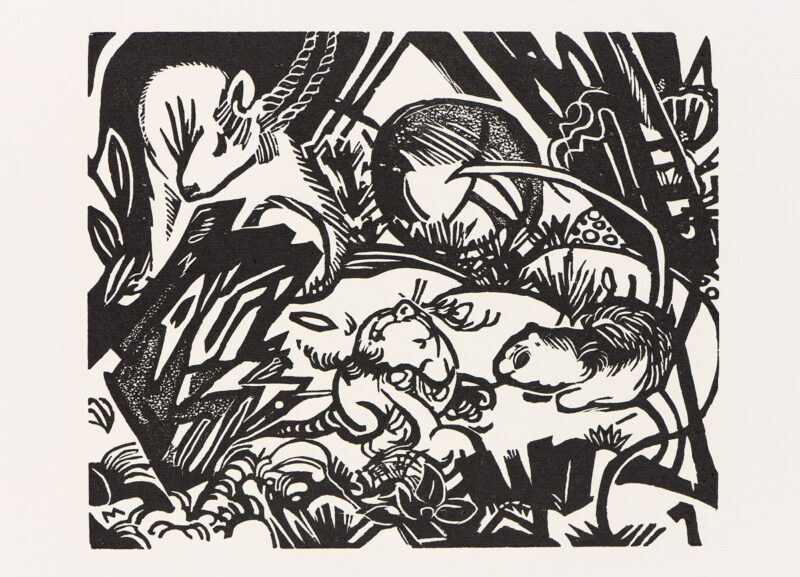 Franz Marc. Aus der Tierlegende. 1912. Holzschnitt. 20 x 24cm
