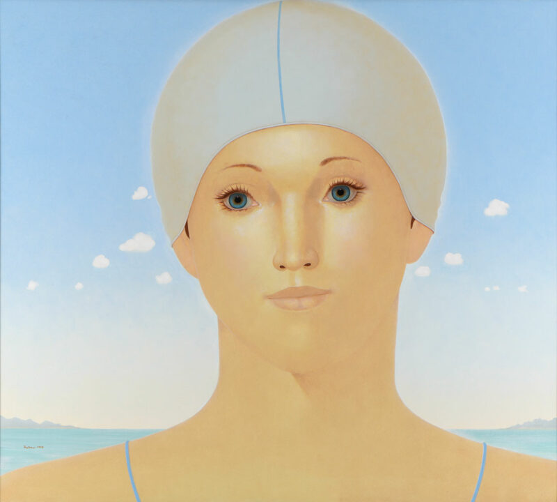 Heinz Rabbow. Die Schwimmerin. Öl/Malkarton. 200 x 180cm
