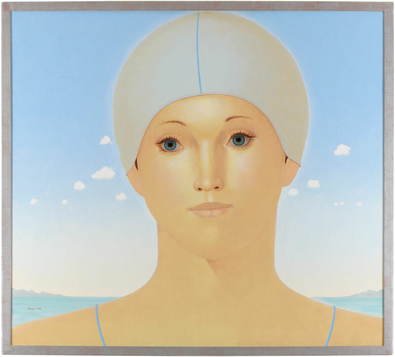 Heinz Rabbow. Die Schwimmerin. Öl/Malkarton. 200 x 180cm