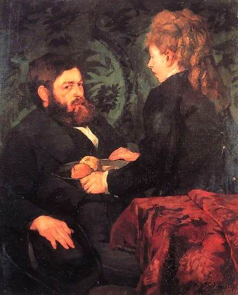 Wilhelm Trübner. Maler Hagemeister mit Modell (Adam und Eva im Kostüm). 1873. Öl / Leinwand. 56 x 46,5cm Wilhelm Trübner. Maler Hagemeister mit Modell (Adam und Eva im Kostüm). 1873. Öl / Leinwand. 56 x 46,5cm
